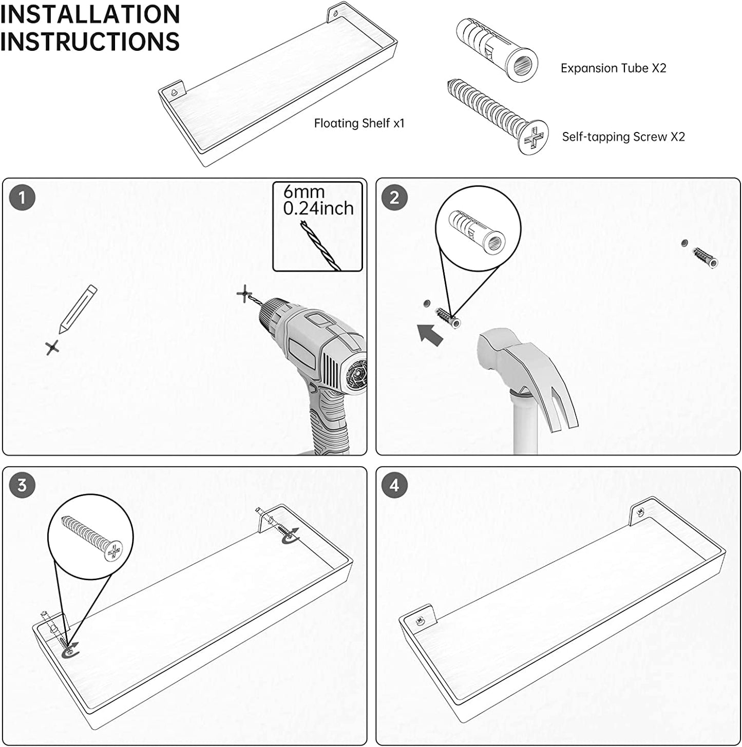Iridescent Floating Shelf 3PC Acrylic Wall Decoration Heavy Duty Rainbow Display