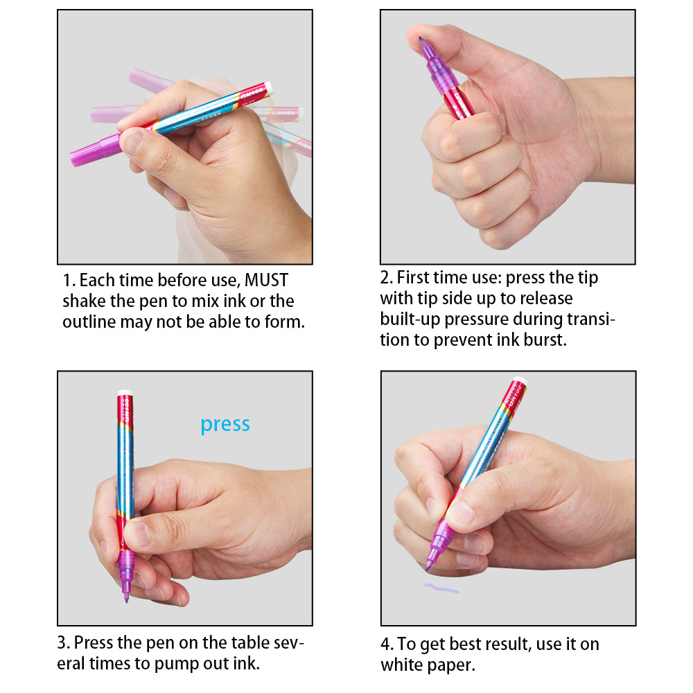 Super Glitter Marker Set, 0.7 mm Tip Glitter Pens Shiny for Coloring, Drawing, D