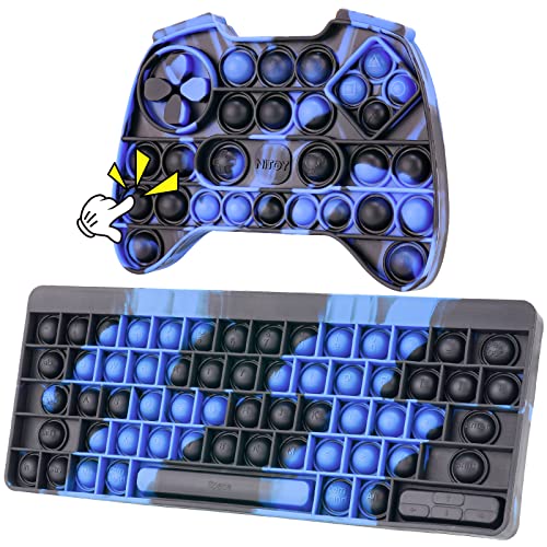 2PCS Push Pop Bubble Silicone Fidget Sensory Toys Keyboard+Game Controller