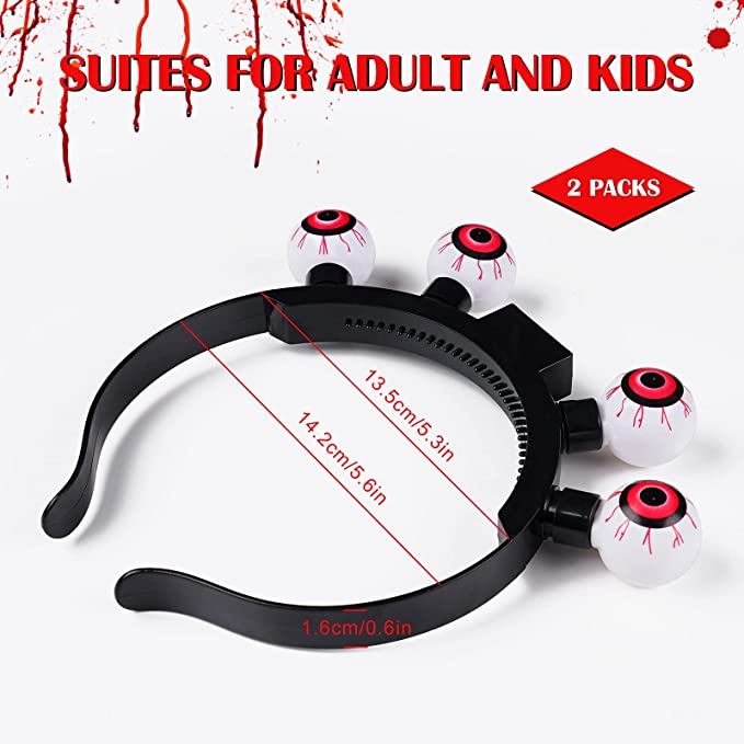 Halloween Party Scary Eyeballs LED Flashing Headband 2PCS Light Up Hoop Horror