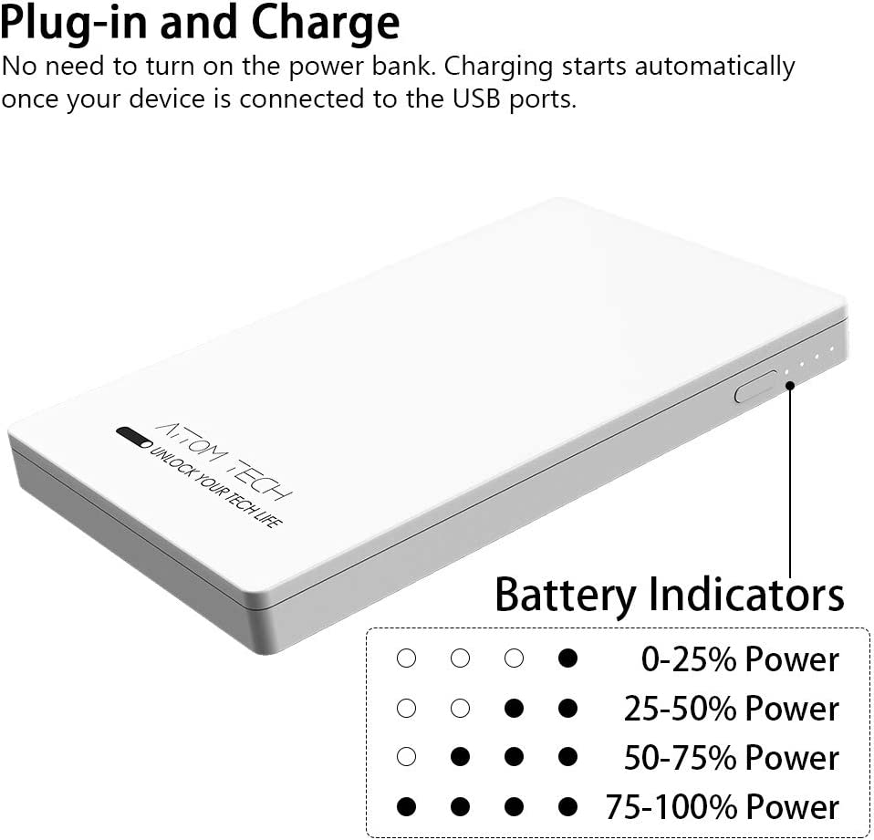 USB Output Power Bank Thin 3000mAh Portable Charger Micro USB USB-C Dual Input