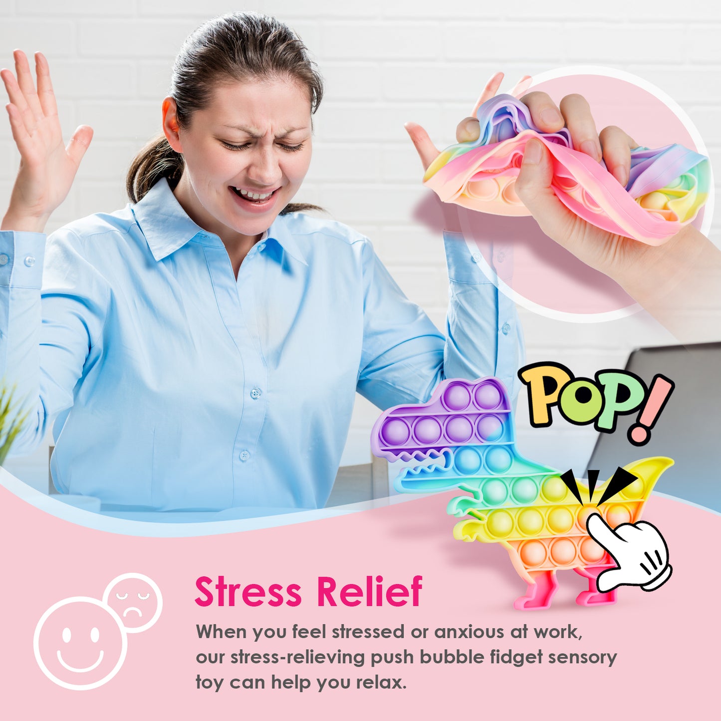 2-Pack Silicone Push Pop Bubble Fidget Sensory Toys Stress Reduce Anxiety Reli