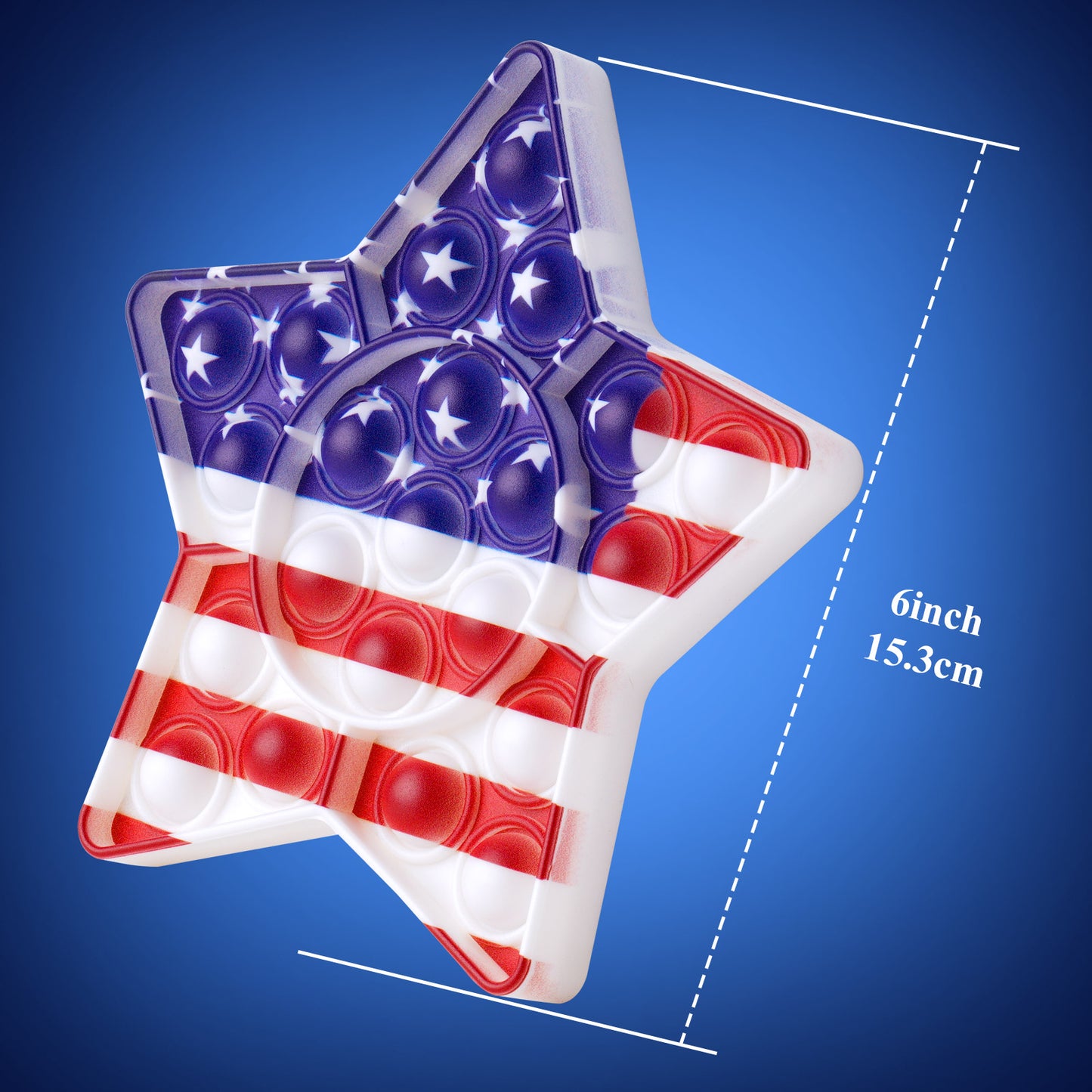 Fidget Pack Star USA Flag Pop Fidget Toy Silicone Sensory Bubble Game July 4th