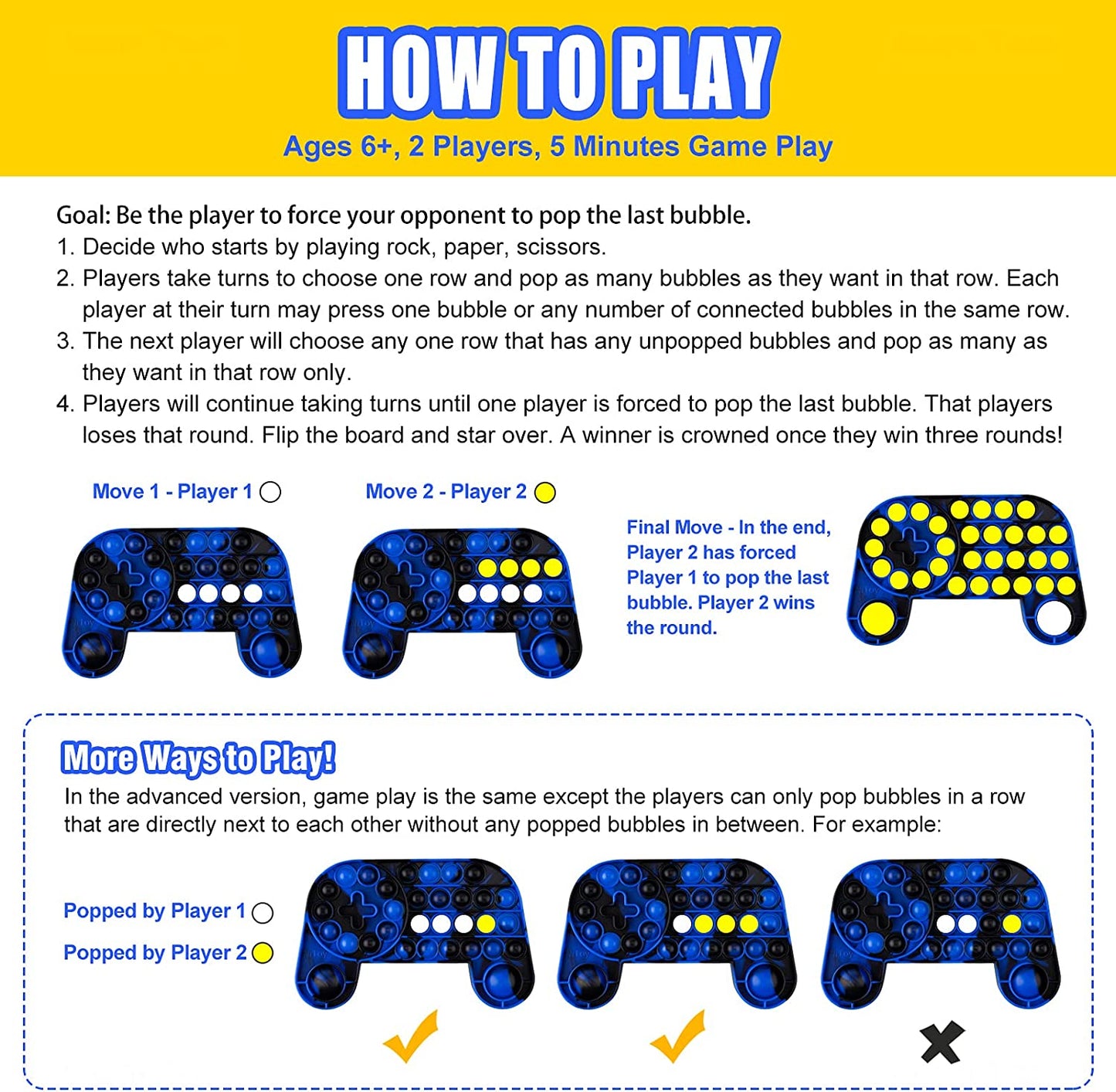 Large Bubble Game Console Silicone Pop Fidget Sensory Toys Keyboard & Controller