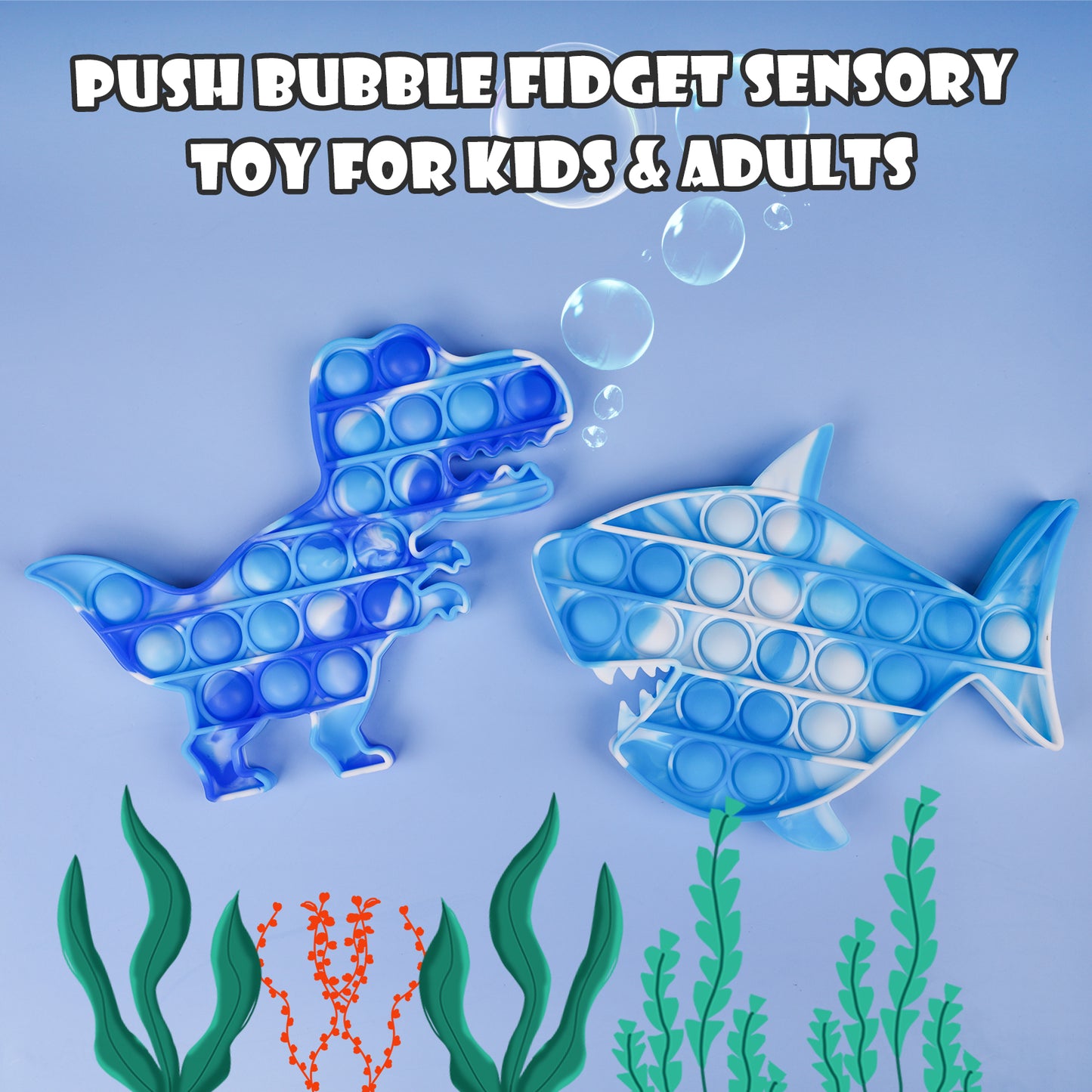 2PCS Silicone Push Pop Bubble Fidget Sensory Toys Ferocious Animals Fidget Toy