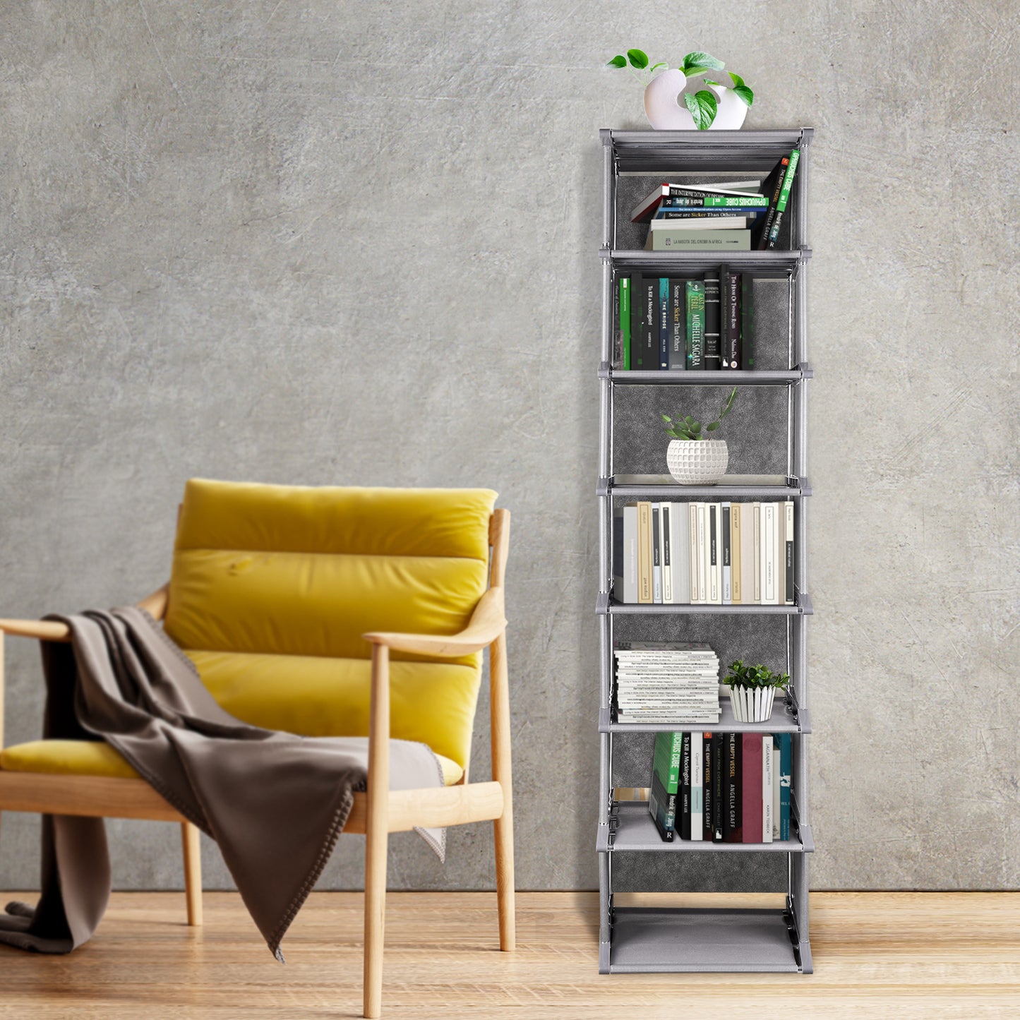 8-Tier Shoe Rack Tall Narrow 12"x11"x48" Lightweight Space-Saving Shelf Storage