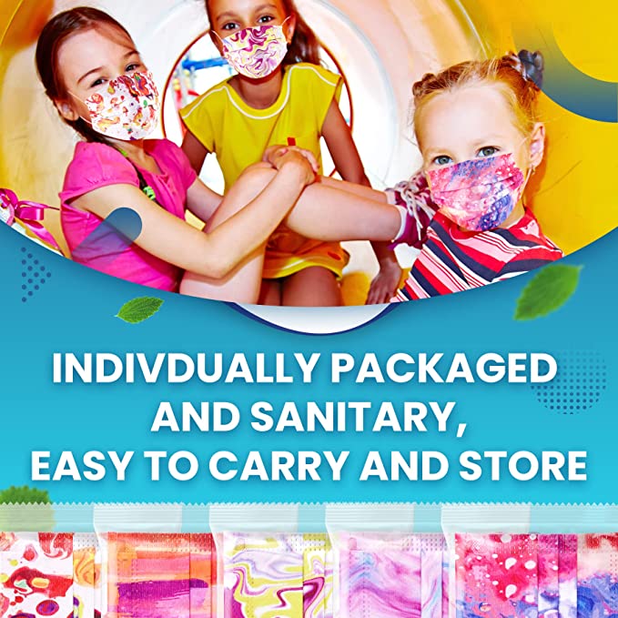 50PCS Kids Disposable 5 Abstract Splash Print Designs Single-Packed Bulk Set