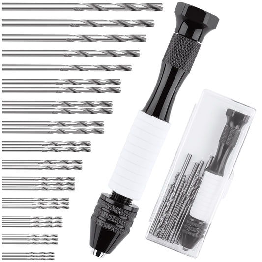 Professional Pin Vise Hand Drill with Rubber Grip 30PCS Mini Twist Drill Bits