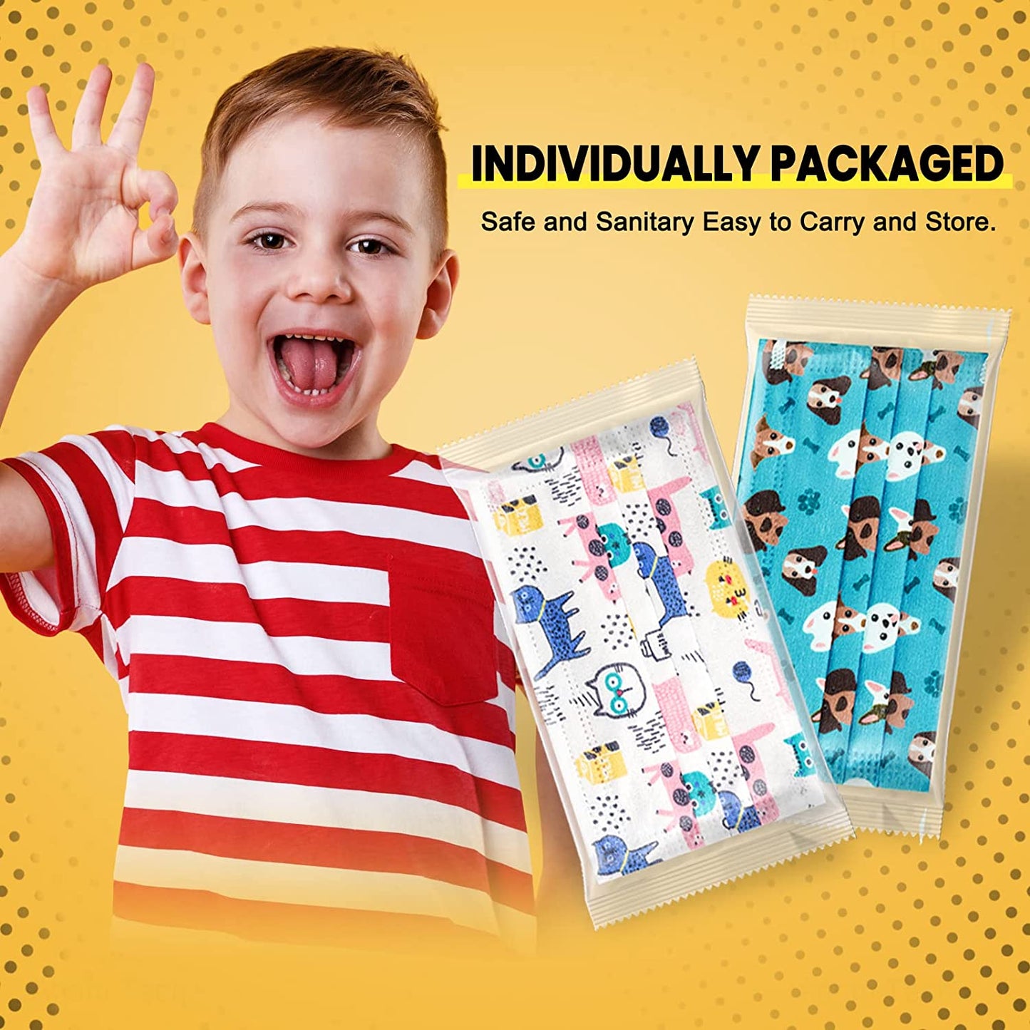 50PCS Kids Disposable Box Unisex Individually Wrap Random Print Surprise Variety