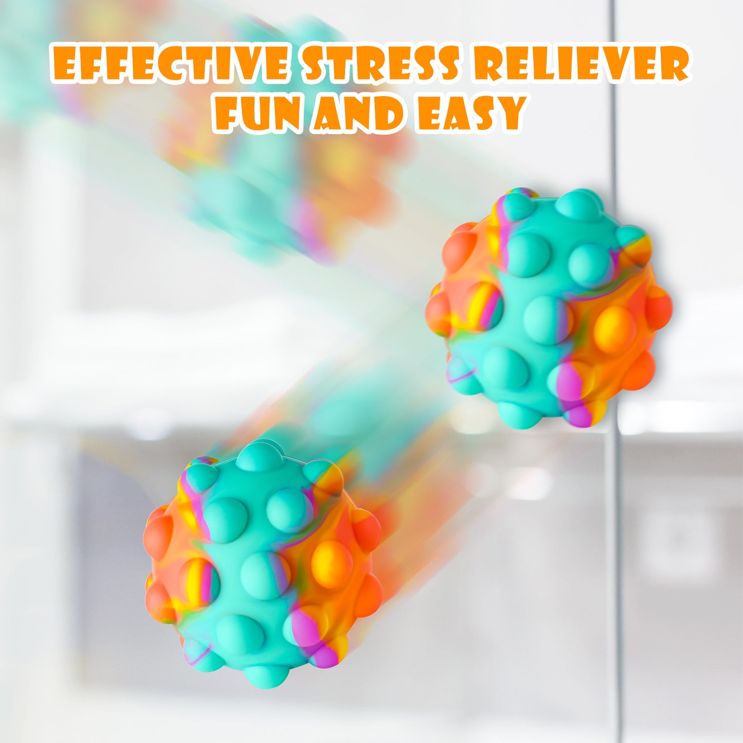 2-Pack Push Pop Bubble Fidget Ball Sensory Toys, Interactive 3D Bouncing Ball