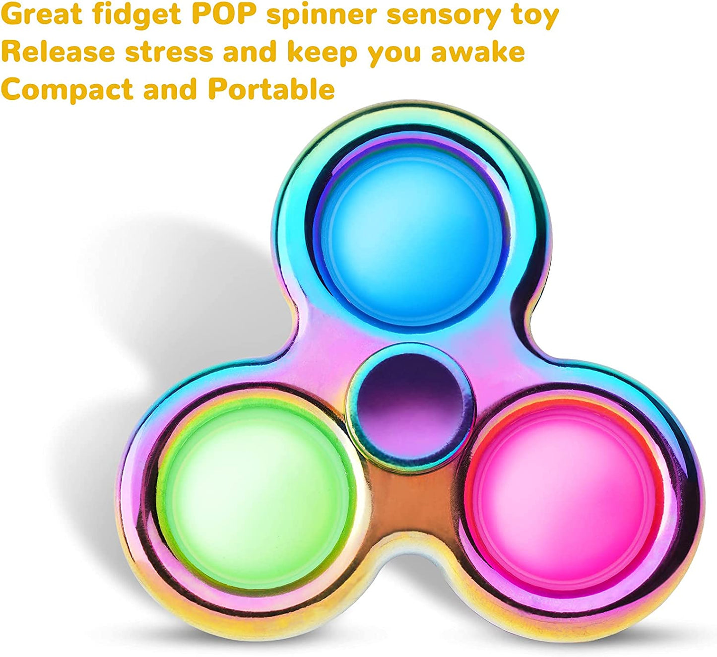 Fidget Pack Pop Fidget Finger Spinner 2-In-1 Multicolor 3-Bubble Toy Rainbow