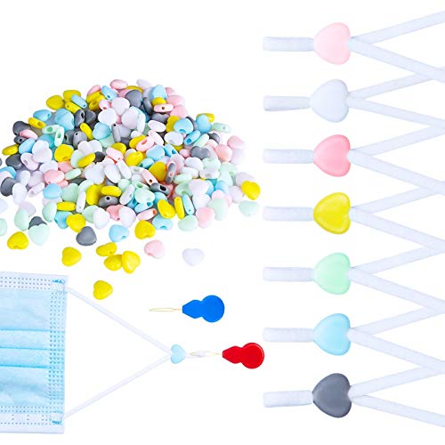 210-Pack Cord Lock Adjuster Heart Shape Ear Loop Adjustment Buckle Silicone 7 C