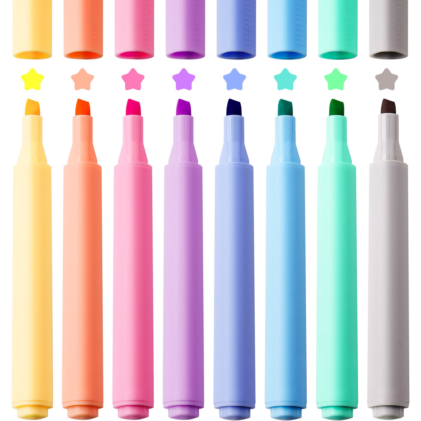 8-Pack Chisel Tip Pastel Highlighter Pen Set, Quick-Drying Water-Based Ink 1-4