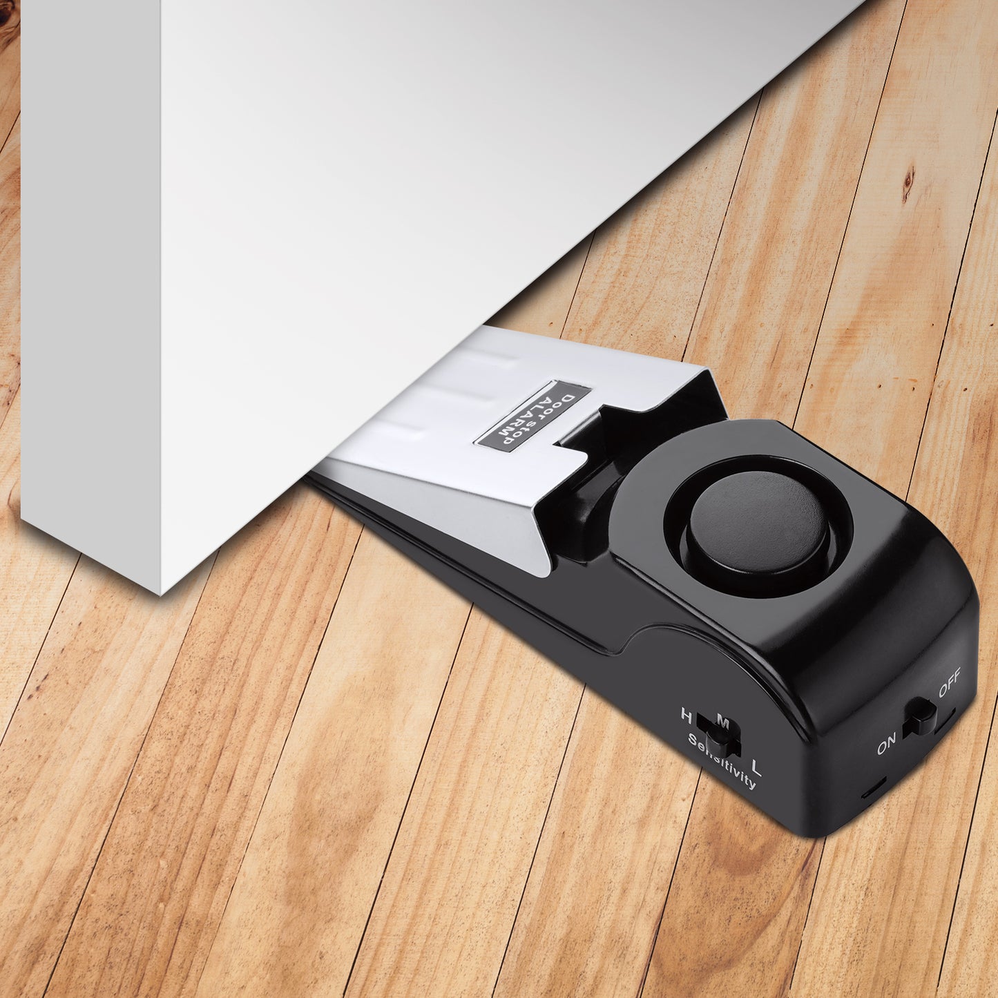 2-In-1 Portable Door Stop Kit Portable Floor Wedge Security Alarm 120db Entran