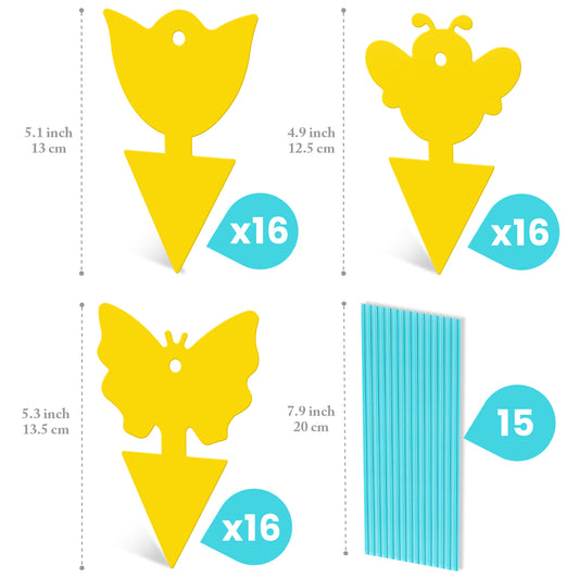 48-Pack Yellow Sticky Traps with Twist Ties Indoor & Outdoor Plant Bug Fly Glu