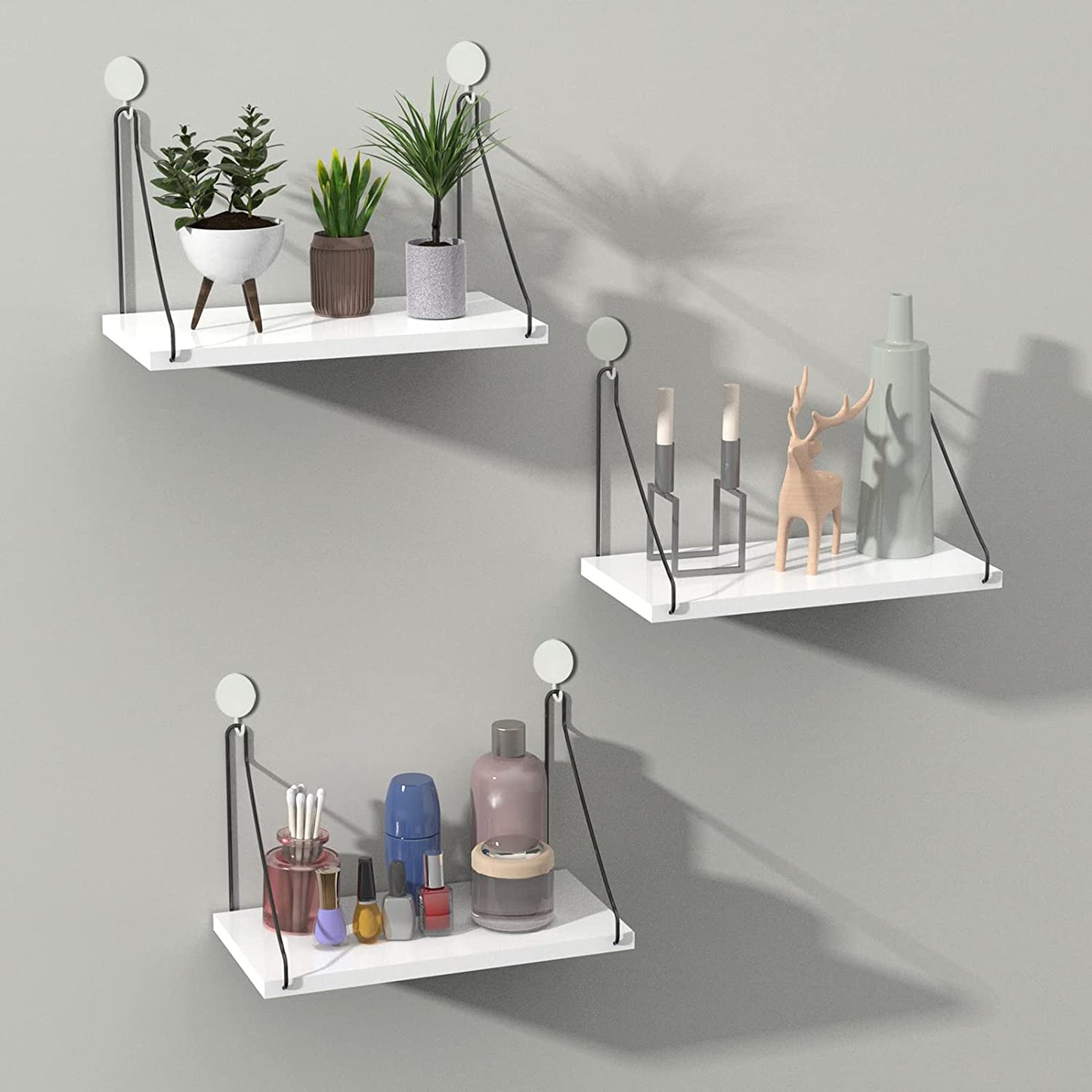 Wooden Floating Shelf 3PC Set Small Wall Mount Decorative Display Stand 11.7x5.9