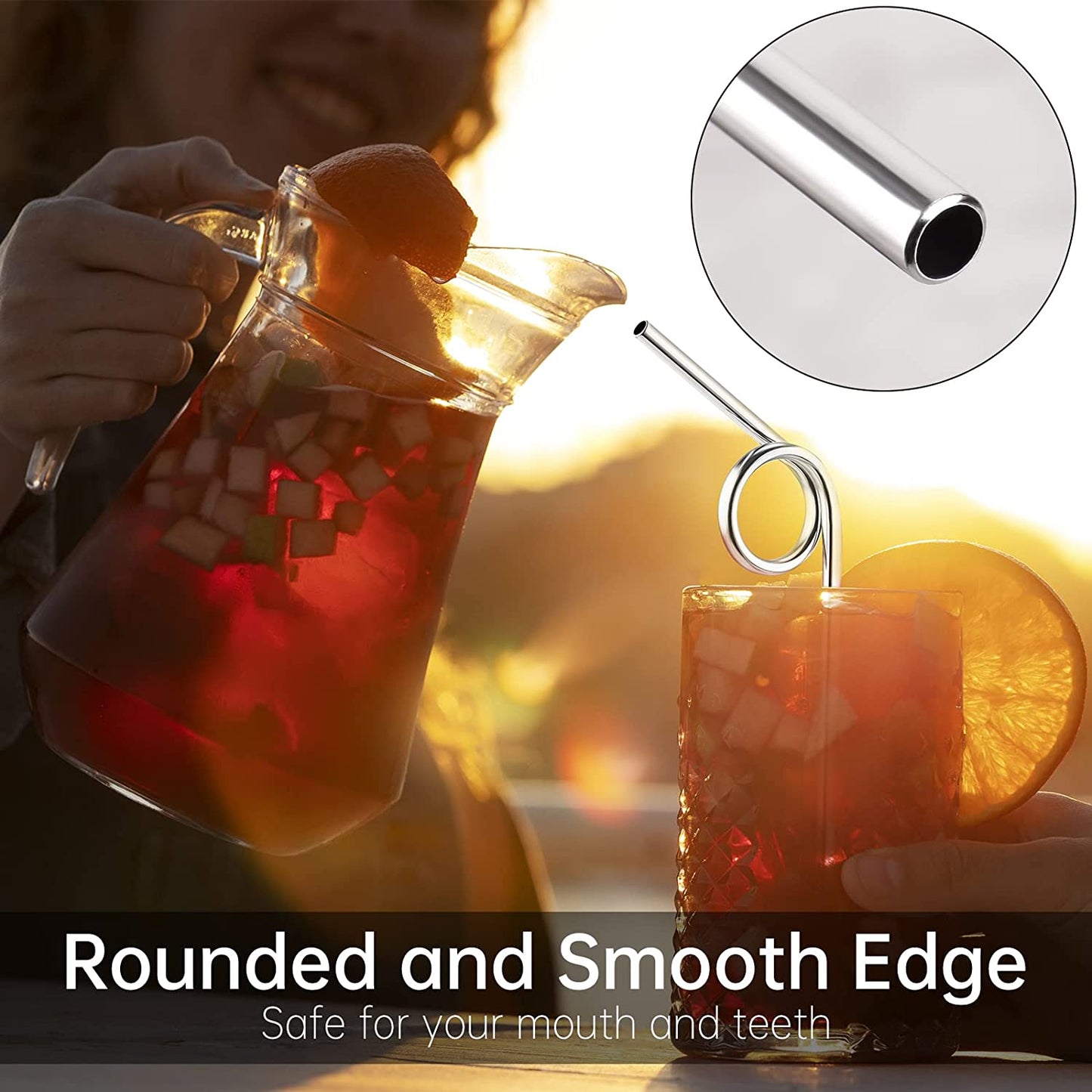 Loop Design Reusable Stainless Steel Straws Home Metal Straws Cleaning Brushes