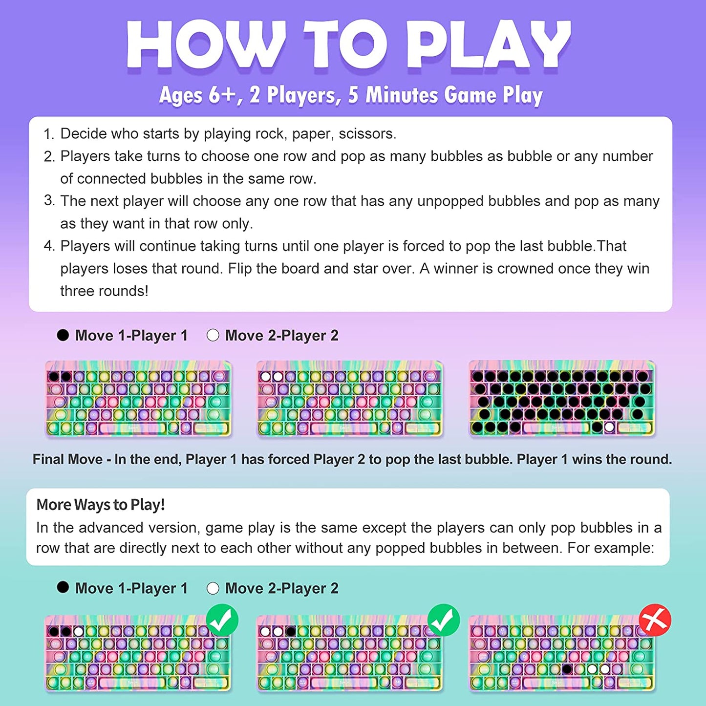 Large Bubble Game Console Silicone Pop Fidget Sensory Toy Controller + Keyboard