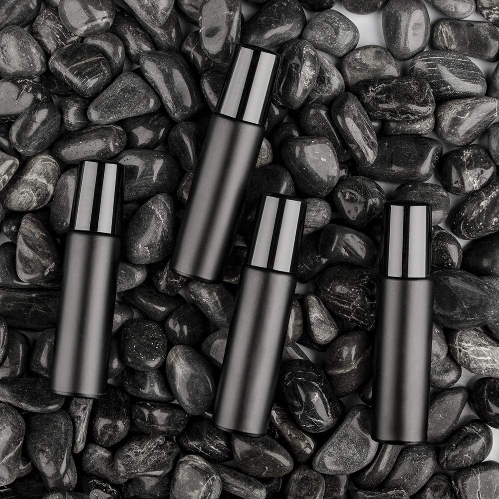 20PCS Roller Bottles 10mL Essential Oil Ultra Thick Matte Black Frosted Glass (2