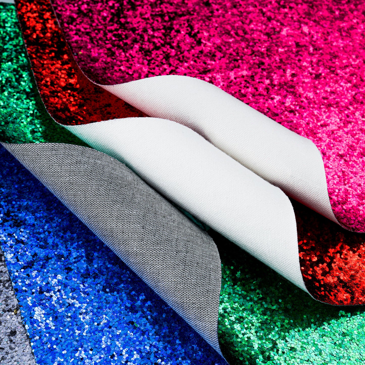 PU Glitter Leather 8-Color Coarse 1.2mm Thick Sheets with Hexagon Flakes for Mak