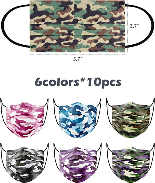 Kids 60PCS Camo Disposable 6 Colors Variety Pack Individually Wrapped Camouflage