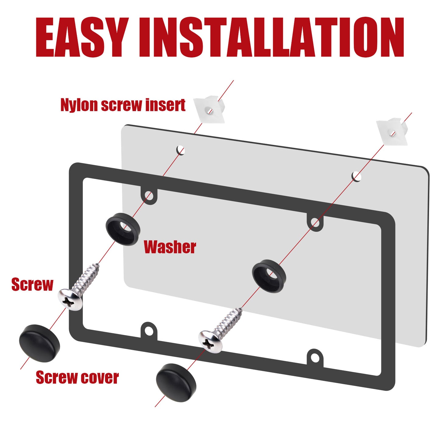 Stainless Steel License Plate Screws Fastener Kit, Anti-Rust Screws Self-Tappi