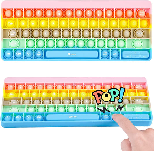 Soft Silicone Keyboard Letters Pop Bubble Fidget Sensory Toy Big Size 10.6"x4.3"