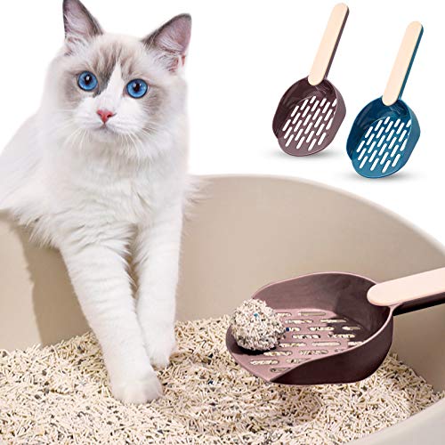Cat Litter Scoop 2PC Plastic Long Handle Deep Shovel Long Slot Smooth Non-Sticky