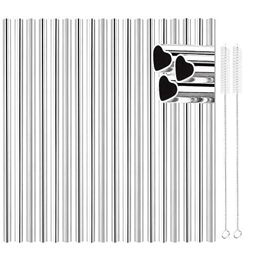18PCS Heart Shape Metal Strawss 304 Food Grade Stainless Steel Bulk Reusable