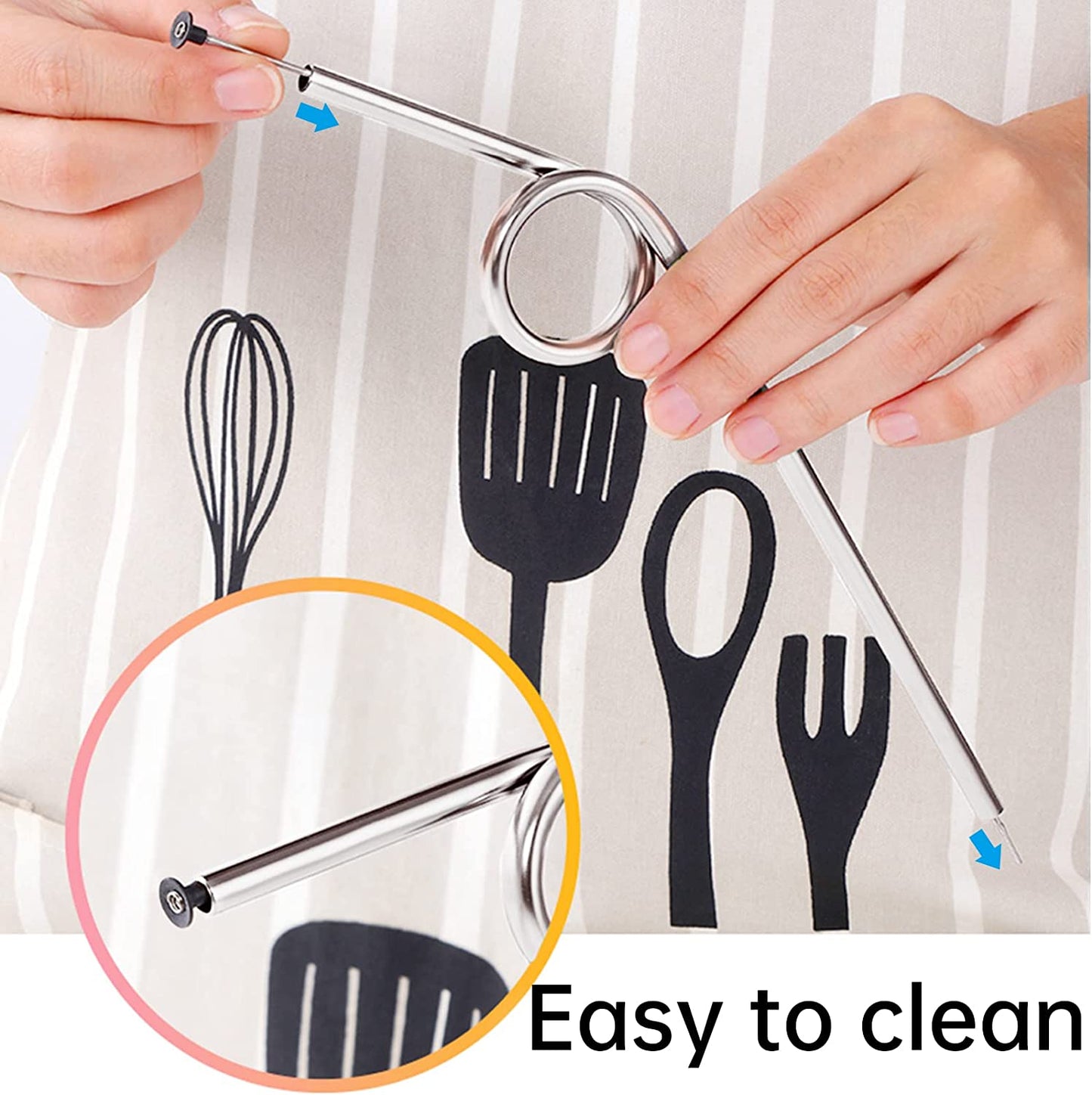 Loop Design Reusable Stainless Steel Straws Home Metal Straws Cleaning Brushes