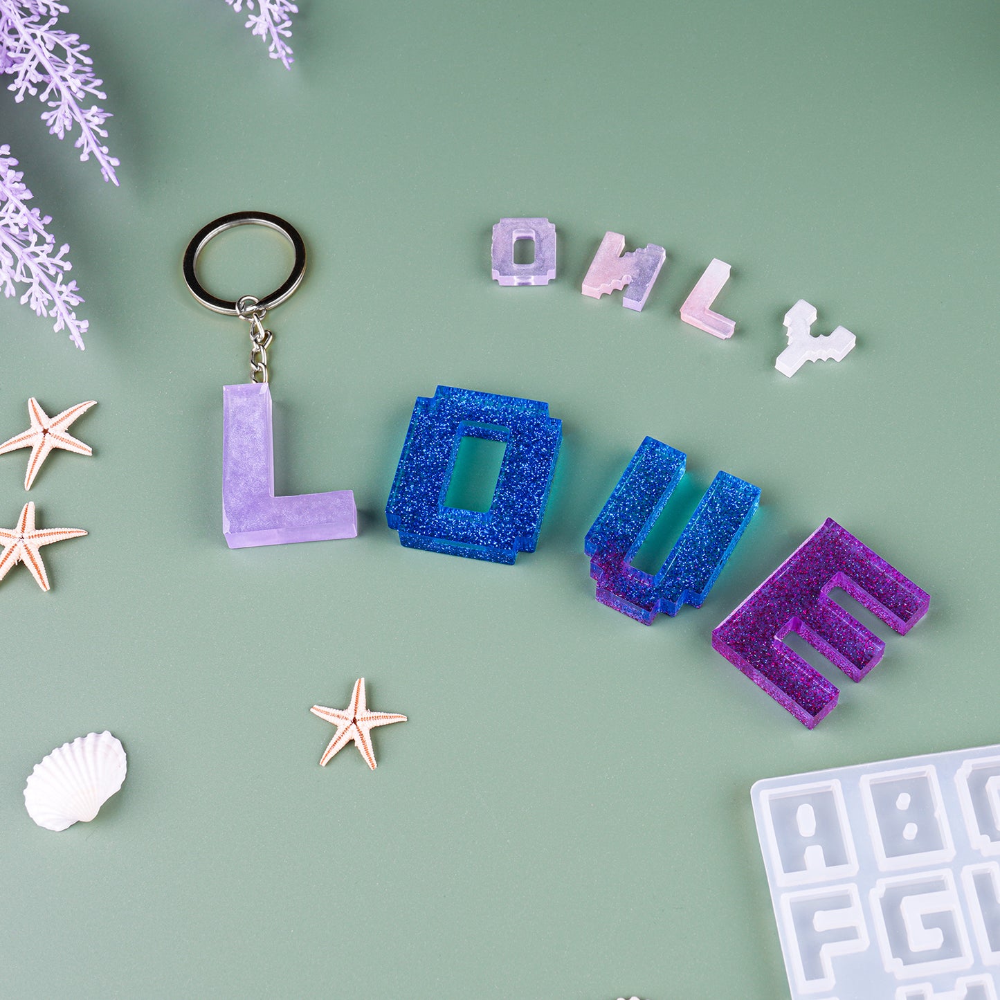 Epoxy Resin DIY Casting Soft Silicone Mold 2PCS Pixel Alphabet Letter 1.5" and