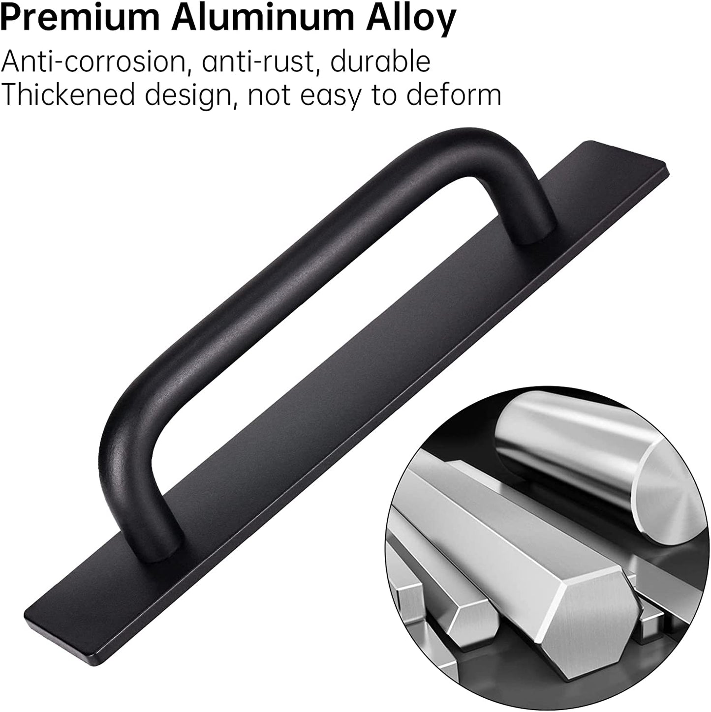Adhesive Cabinet Door Handles 6 Inch 2PCS Handle Pulls Cabinet Kitchen Pulls BLK