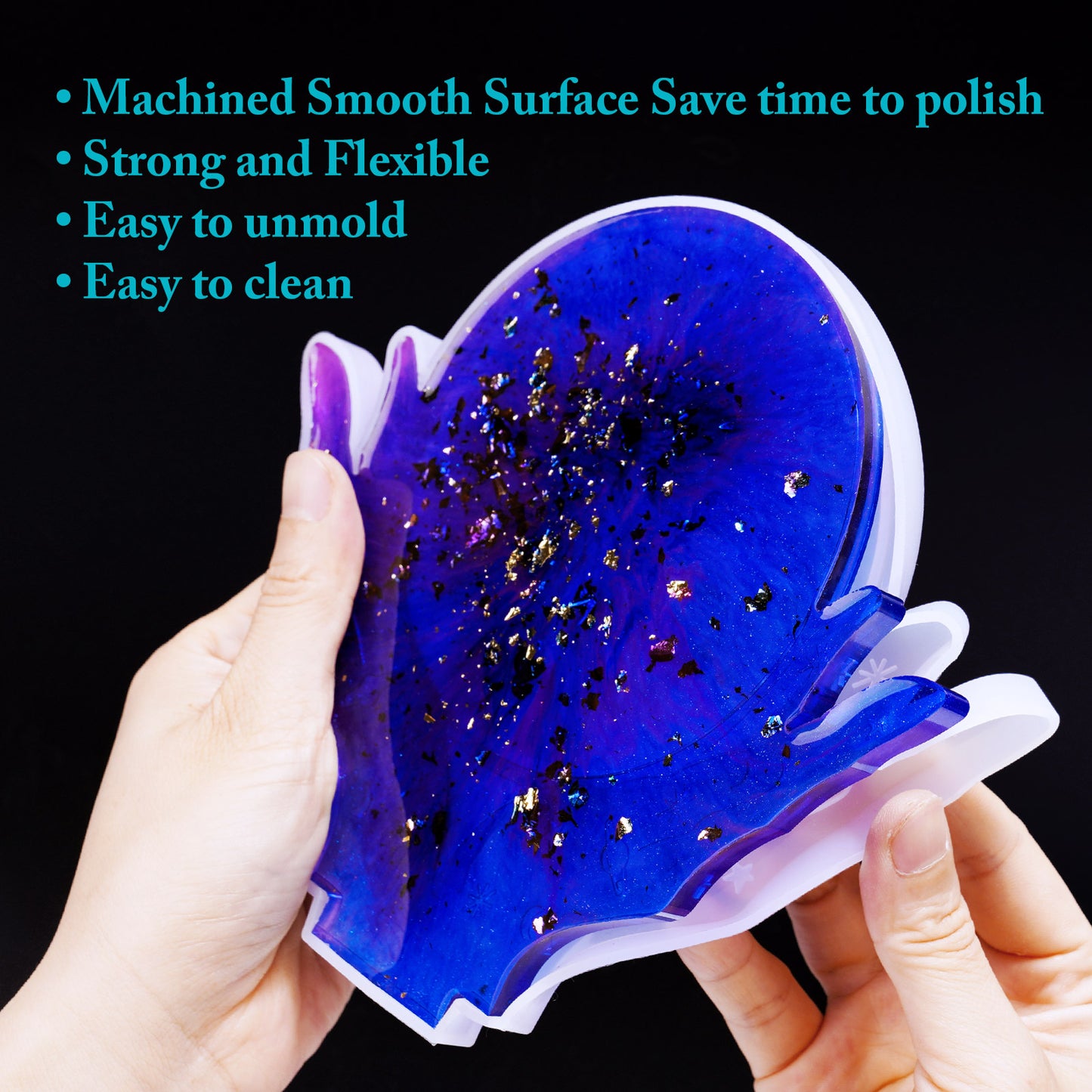 Makeup Mirror Epoxy Resin Casting Kit 2x Crystal Hands Silicone Molds+5x 4" Sh