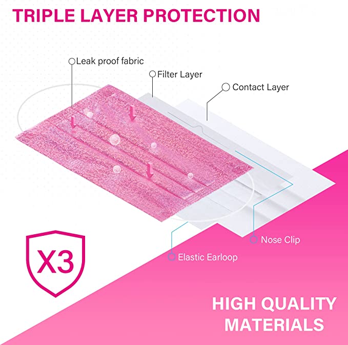 50-Pack Disposable Glamorous Glitter Printed Disposable 5 Patterns I