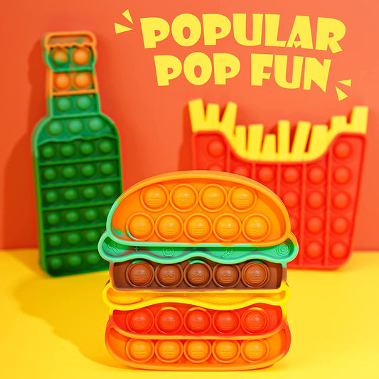 Silicone Pop Bubble Fidget Toy 3PCS Fast Food Shapes Sensory Toys Stress Reducer