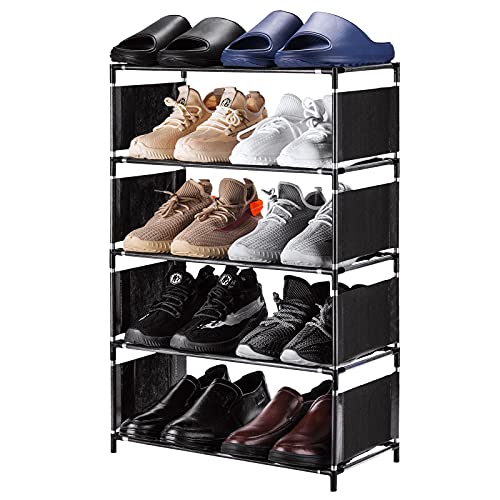 5-Tier Medium Shoe Rack Stackable Lightweight Adjustable Space Saver Metal Fab