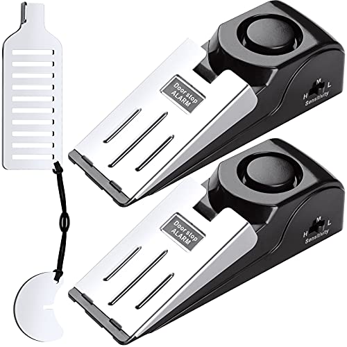 2-In-1 Portable Door Stop Kit Portable Floor Wedge Security Alarm 120db Entran