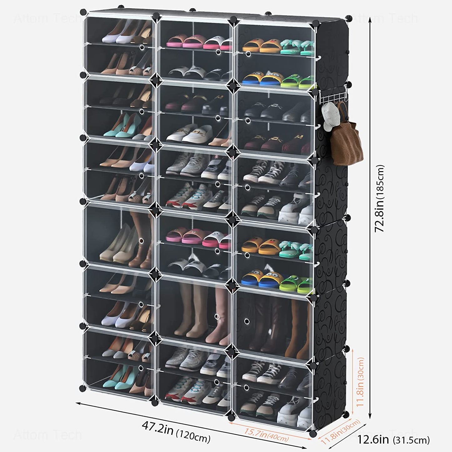 Shoe Rack Organizer w/ Doors 6-Tier Shoe Storage Cabinet 72 Pairs Closet Shelves