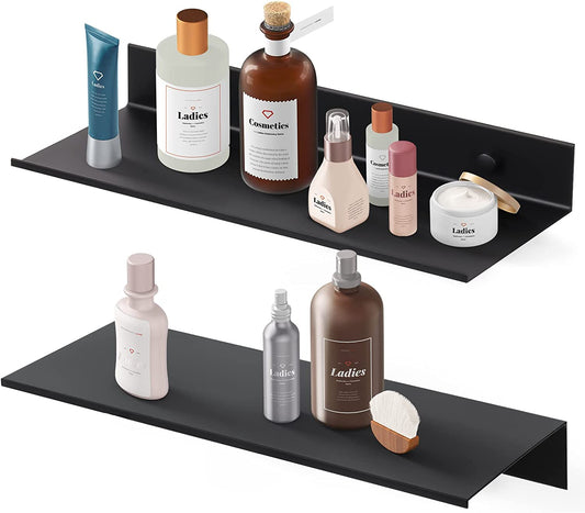 Aluminum Wall Mounted Home Floating Shelf Set 2PCS with Picture Ledge 11.7x4.6