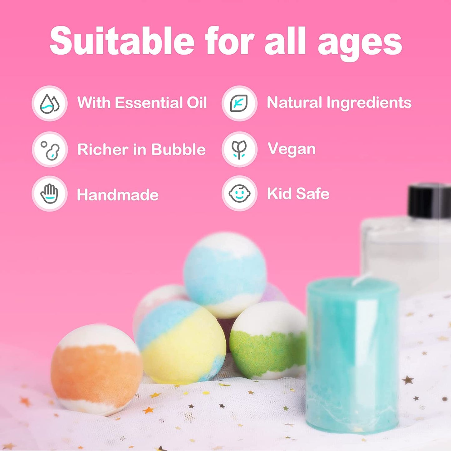 Bath Bomb 12PCS Gift Box Handmade Fizzies 2.5oz Pure Natural Essential Oil Shea