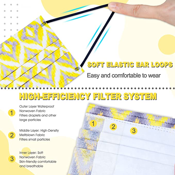 50PCS Individually Wrapped Disposable 2 Ikat Printed Patterns