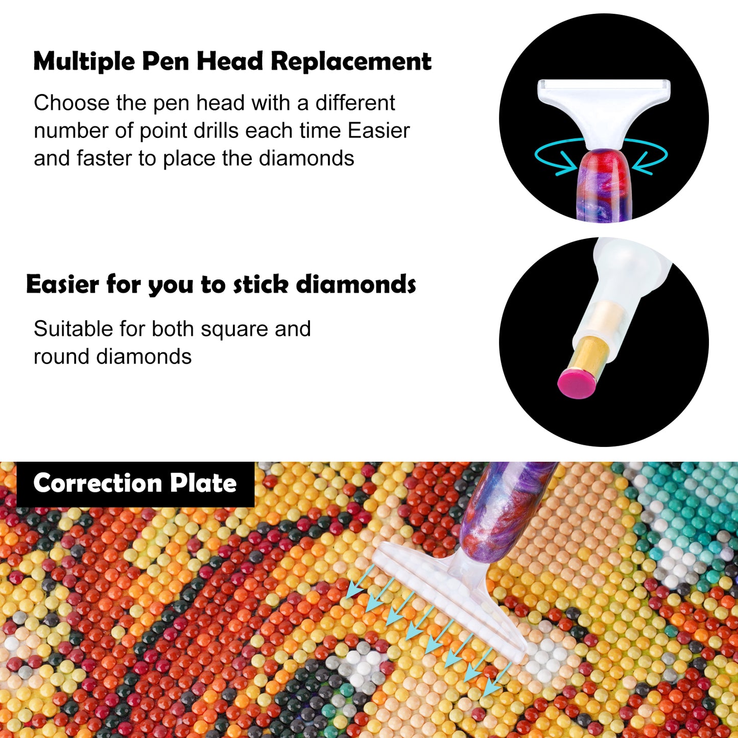 Diamond Painting Pen Kit, Handmade Resin 5D DIY Diamond Drill Pen with Multi I