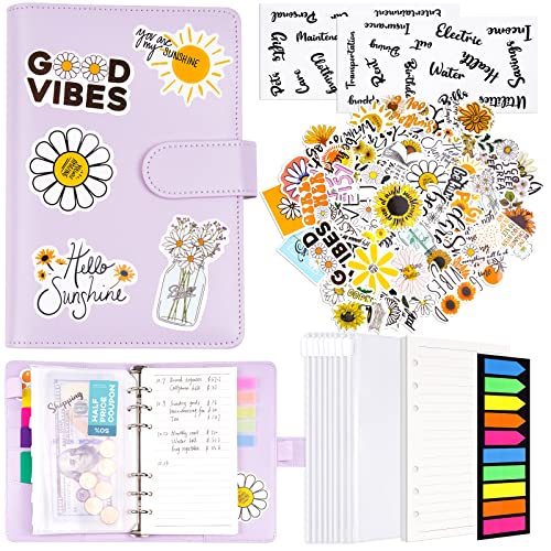 A6 PU Leather Magnetic Buckle Loose Leaf Budget Binder Set, Budget Planner Org