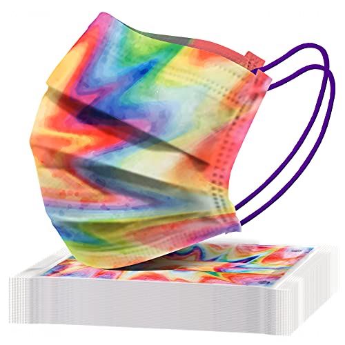 50PCS Adults Disposable 3-Ply s Rainbow Explosion Color Coded Blast