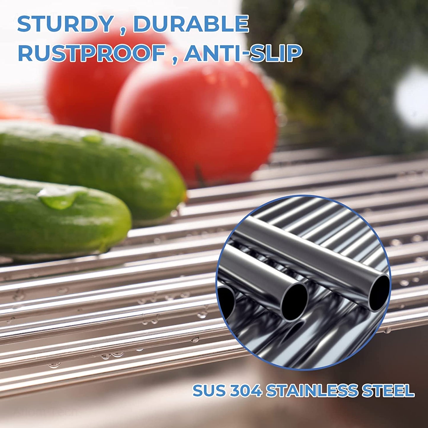 Roll Up Dish Drying Rack Over Sink Silicone Steamer Mat 17.7"x15" Large Rack