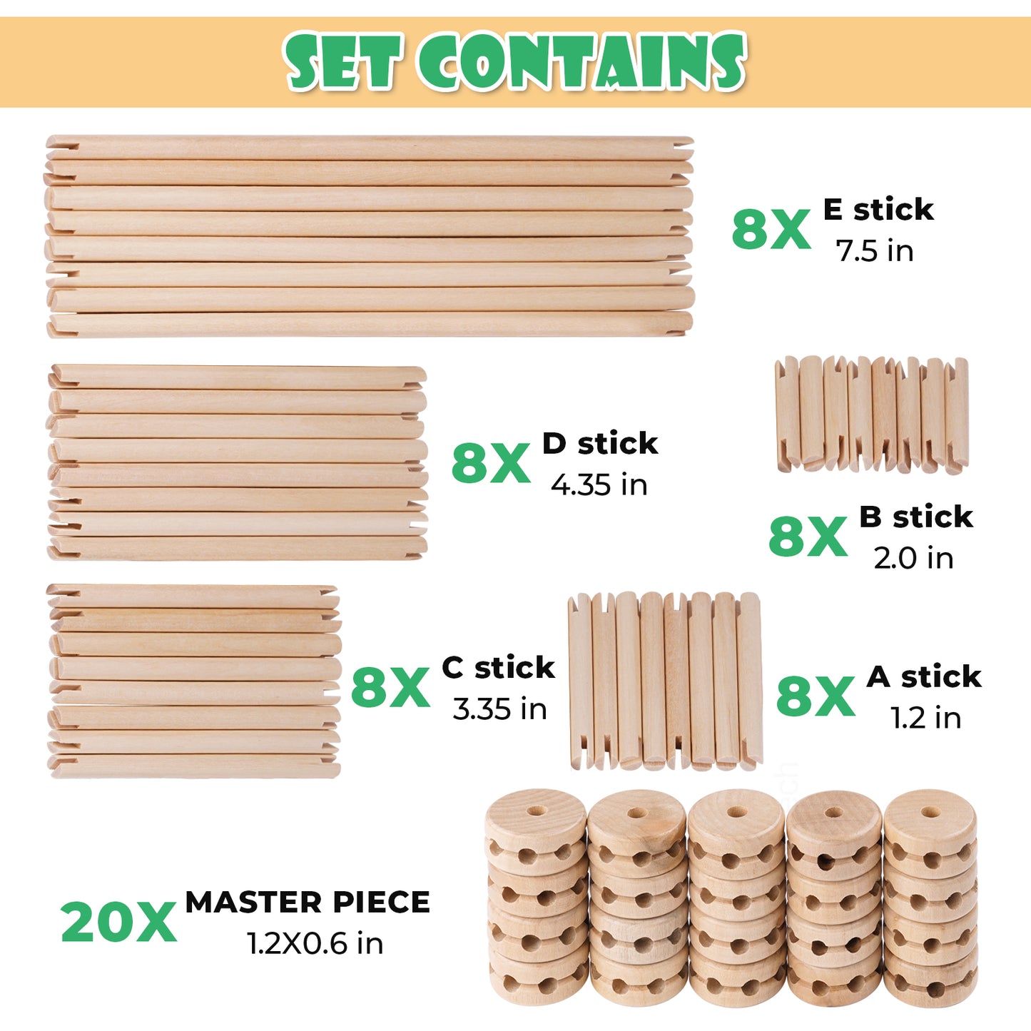 60PCS Wooden Building Blocks Montessori STEM Toy for Kids 6+, Natural Wood