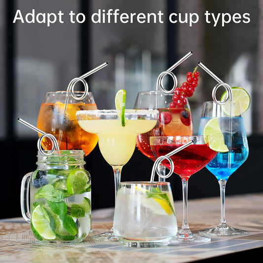 Loop Design Reusable Stainless Steel Straws Home Metal Straws Cleaning Brushes