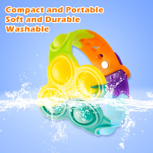 2PCS Silicone Push Pop Bubble Bracelet Fidget Toys, Two Sizes Wristband Squeez