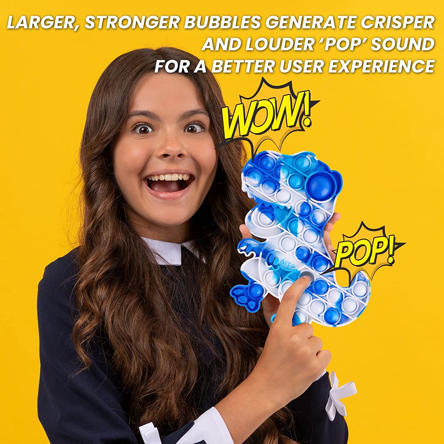 Pop Bubble Fidget Sensory Toy Large Silicone T-Rex Dinosaur Stress Reducer Toy