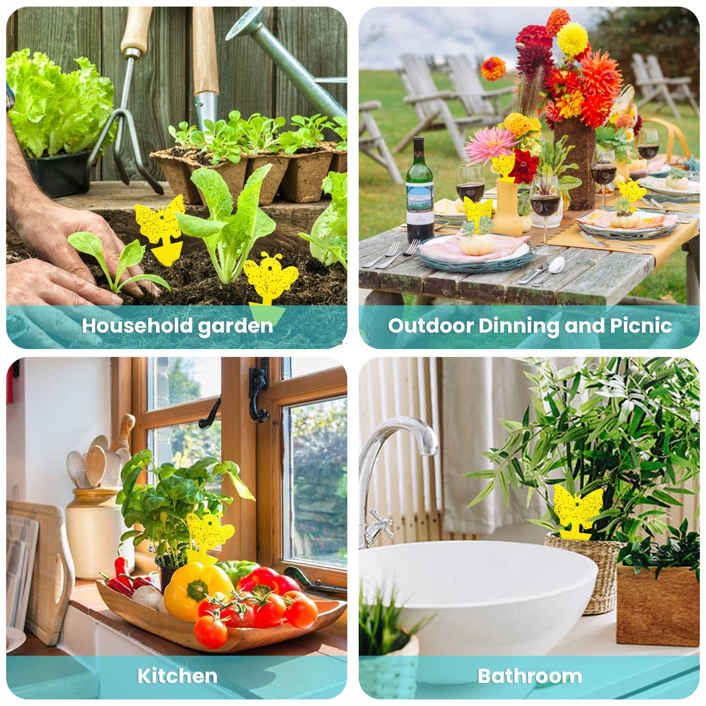 48-Pack Yellow Sticky Traps with Twist Ties Indoor & Outdoor Plant Bug Fly Glu